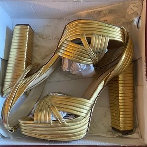Gold Liliana peep toe Heels